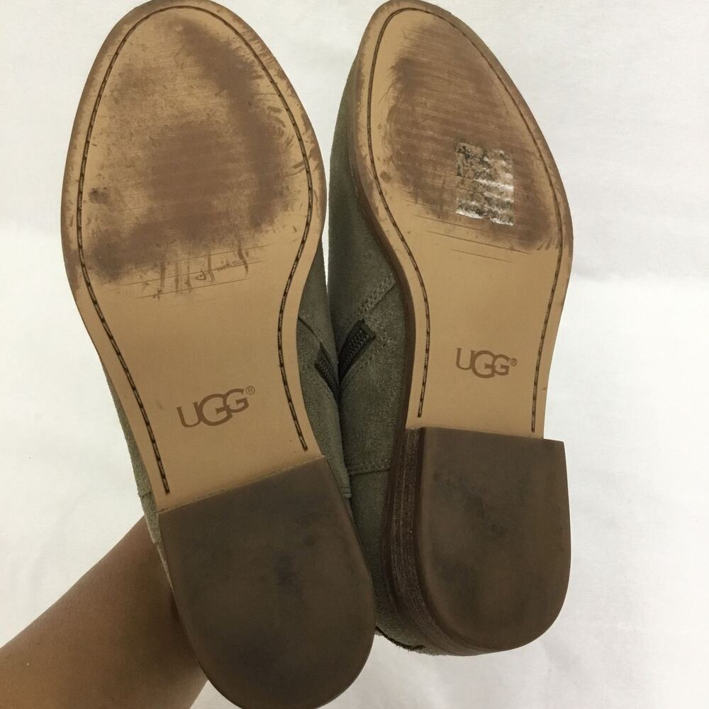 UGG Kelsea Antilope Suede Buckled Ankle Boots Taupe Green Sz 7 - Picture 7 of 7